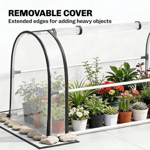 Alt view image 4 of 7 - Raised Garden Bed with Flip-Up Cover 39.4" x 19.3" x 53.5", White