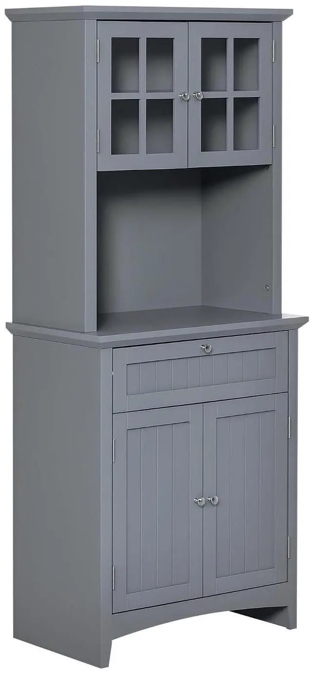 Main image of Elegant Buffet with Hutch, Kitchen Pantry Storage Cabinet Gray