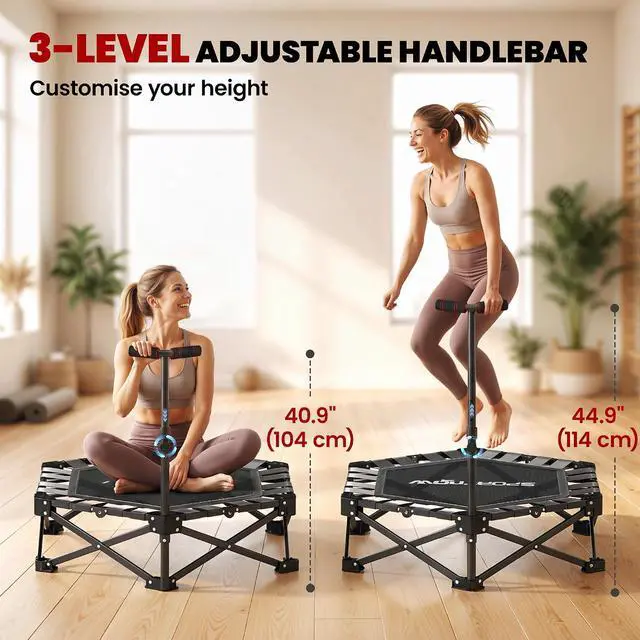 Alt view image 4 of 7 - 42" Foldable Mini Trampoline, One-Step Fold & Open, 400LBS Capacity