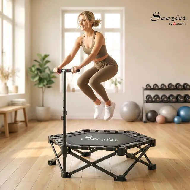 Alt view image 2 of 7 - 42" Foldable Mini Trampoline, One-Step Fold & Open, 400LBS Capacity