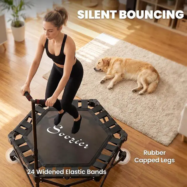 Alt view image 6 of 7 - 42" Foldable Mini Trampoline, One-Step Fold & Open, 400LBS Capacity