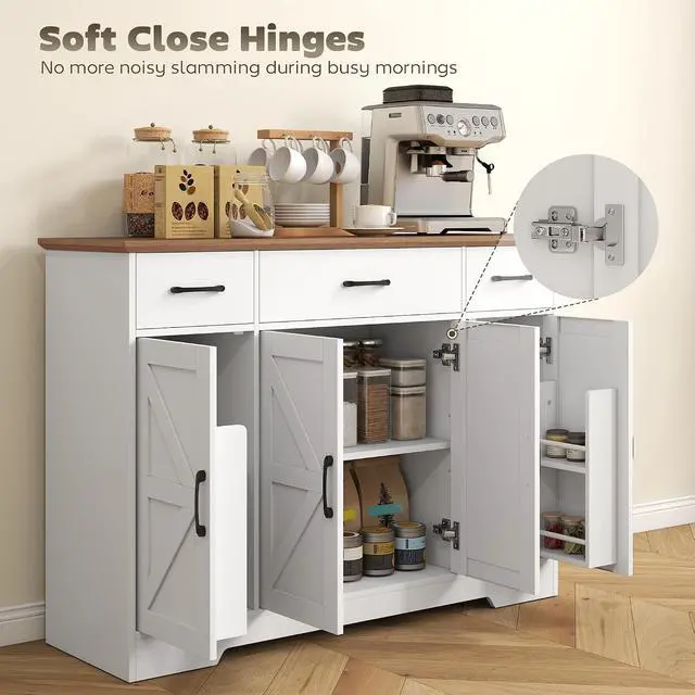 Alt view image 5 of 7 - 47" Buffet Cabinet with Storage, Coffee Bar Cabinet, White