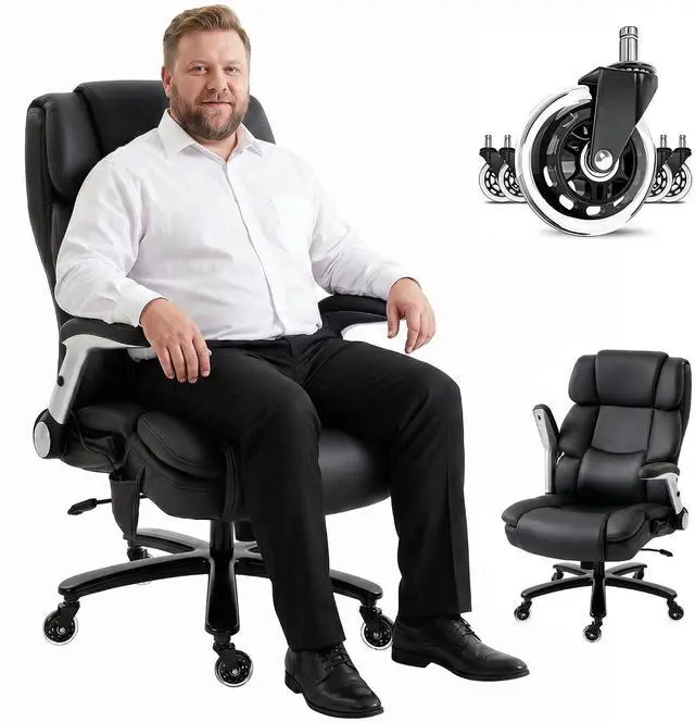 Main image of 400 Lbs Heavy Duty Office Chair with Adjustable Lumbar Support Black