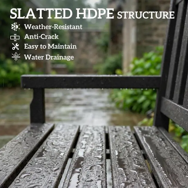Alt view image 5 of 7 - Outdoor Bench 49" All-Weather HDPE 2-Person Patio Loveseat Gray