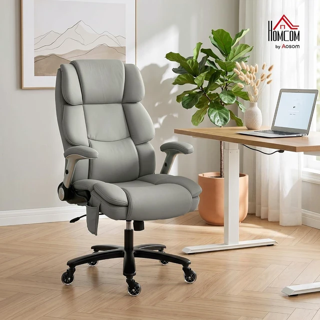 Alt view image 2 of 7 - 400 Lbs Heavy Duty Office Chair with Adjustable Lumbar Support Gray