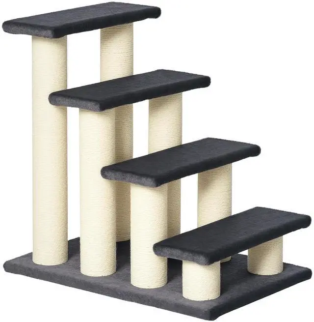 Main image of PawHut Cat Tree with 4 Steps for High Beds Couch for Cats or Dogs Gray