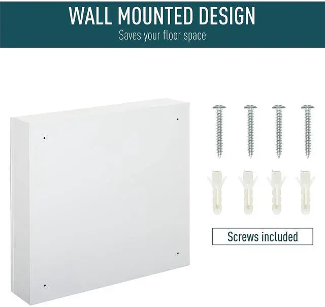 Alt view image 7 of 7 - kleankin Bathroom Mirrored Cabinet Steel Frame Double Doors 24"x22" White