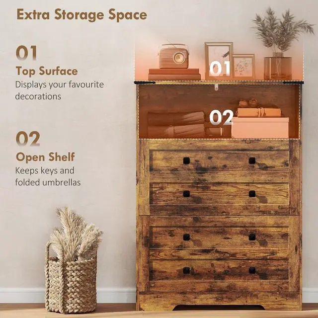Alt view image 7 of 7 - Shoe Cabinet with 2 Flip Drawers, Narrow Shoe Storage Cabinet with Adjustable Shelves and Open Shelf, Farmhouse Storage Organizer for Entryway, Hallway, Holds 12-16 Pairs, Rustic Brown