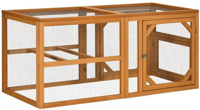Main image of PawHut 55" Wooden Chicken Coop Add-on Expansion, Mini Chicken Coop Outdoor Chicken Run Hen House with Combinable Design