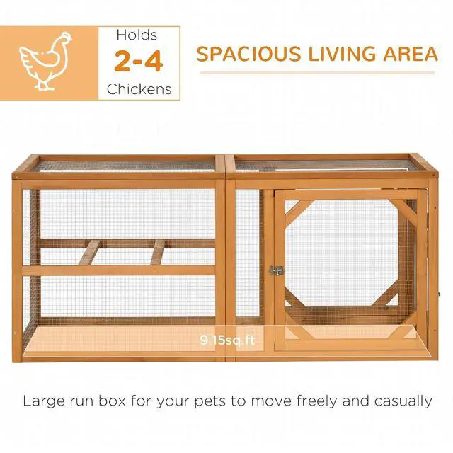 Alt view image 3 of 7 - PawHut 55" Wooden Chicken Coop Add-on Expansion, Mini Chicken Coop Outdoor Chicken Run Hen House with Combinable Design