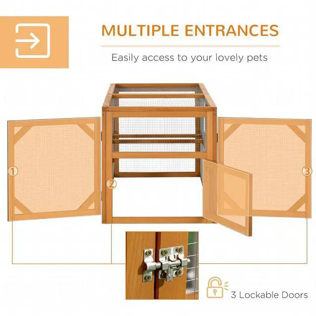 Alt view image 4 of 7 - PawHut 55" Wooden Chicken Coop Add-on Expansion, Mini Chicken Coop Outdoor Chicken Run Hen House with Combinable Design