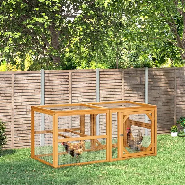 Alt view image 2 of 7 - PawHut 55" Wooden Chicken Coop Add-on Expansion, Mini Chicken Coop Outdoor Chicken Run Hen House with Combinable Design