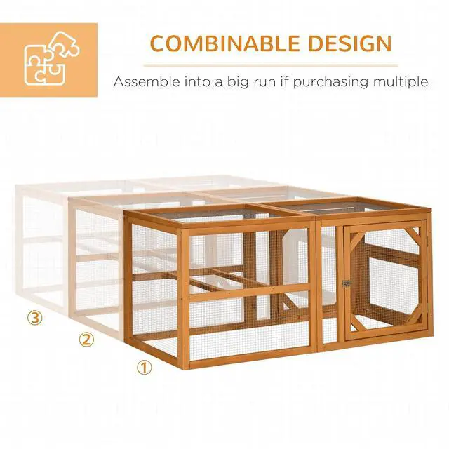 Alt view image 6 of 7 - PawHut 55" Wooden Chicken Coop Add-on Expansion, Mini Chicken Coop Outdoor Chicken Run Hen House with Combinable Design