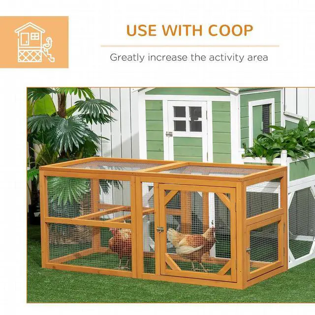 Alt view image 5 of 7 - PawHut 55" Wooden Chicken Coop Add-on Expansion, Mini Chicken Coop Outdoor Chicken Run Hen House with Combinable Design