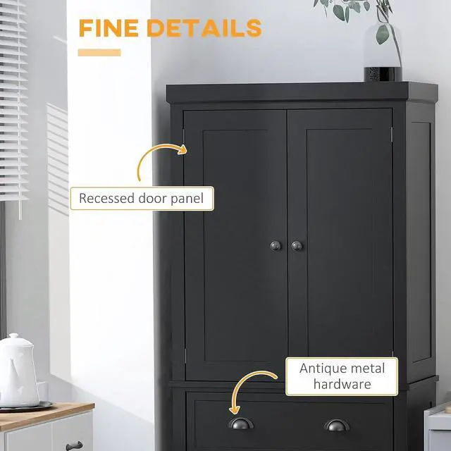 Alt view image 7 of 7 - 72.5" Kitchen Pantry Cabinet Freestanding 4 Doors Black