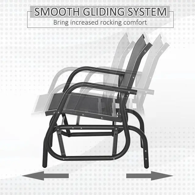 Alt view image 4 of 7 - Porch Glider Set of 2 Steel Frame Black