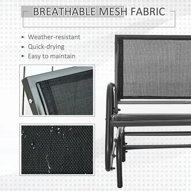 Alt view image 5 of 7 - Porch Glider Set of 2 Steel Frame Black