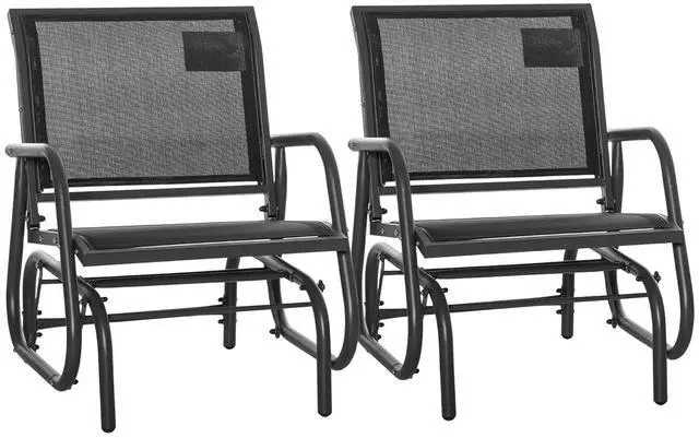 Main image of Porch Glider Set of 2 Steel Frame Black