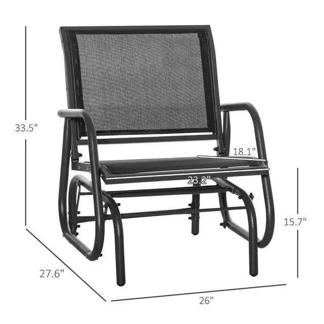 Alt view image 3 of 7 - Porch Glider Set of 2 Steel Frame Black
