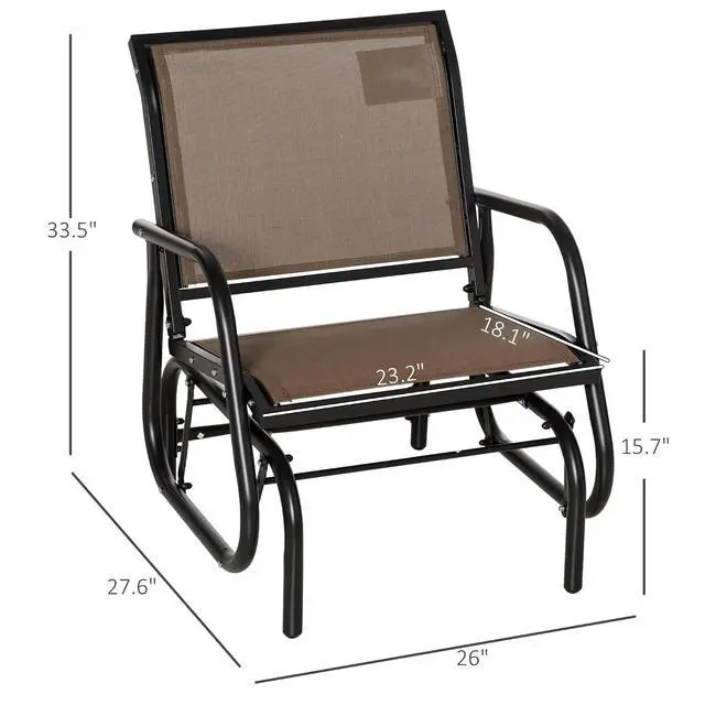 Alt view image 3 of 7 - Porch Glider Steel Frame Brown