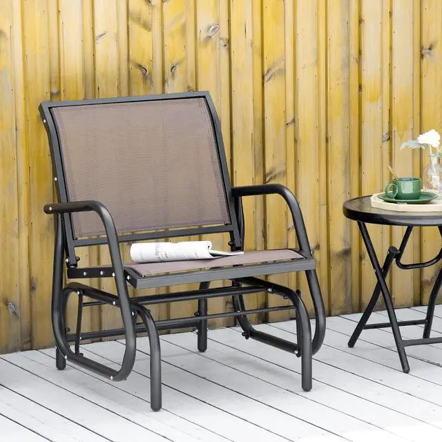 Alt view image 2 of 7 - Porch Glider Steel Frame Brown