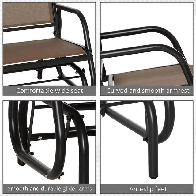 Alt view image 7 of 7 - Porch Glider Steel Frame Brown