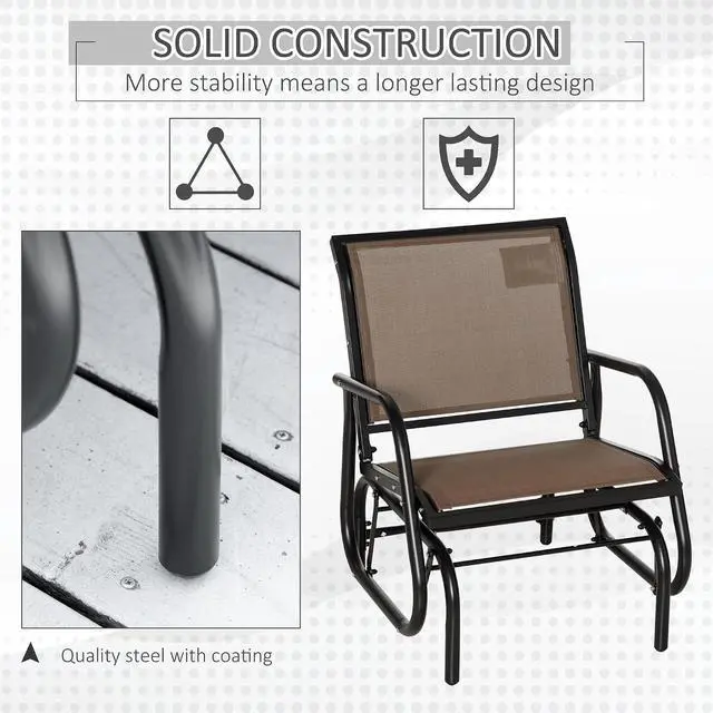 Alt view image 6 of 7 - Porch Glider Steel Frame Brown