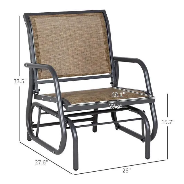 Alt view image 3 of 7 - Porch Glider Steel Frame Light Mixed Brown
