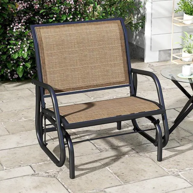 Alt view image 2 of 7 - Porch Glider Steel Frame Light Mixed Brown