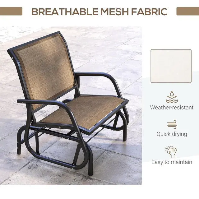 Alt view image 6 of 7 - Porch Glider Steel Frame Light Mixed Brown