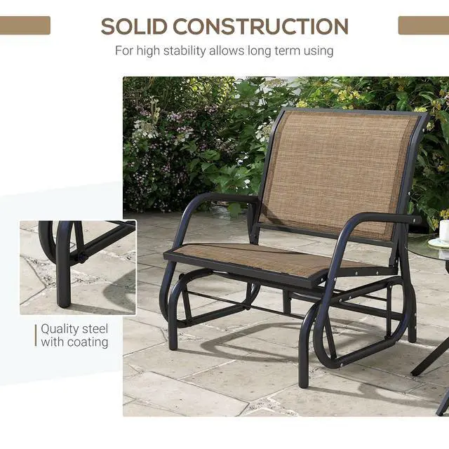 Alt view image 5 of 7 - Porch Glider Steel Frame Light Mixed Brown