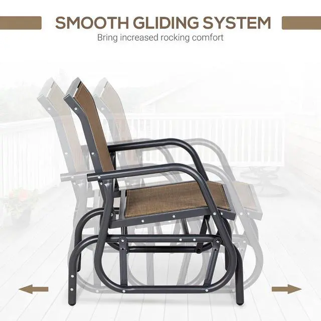 Alt view image 4 of 7 - Porch Glider Steel Frame Light Mixed Brown