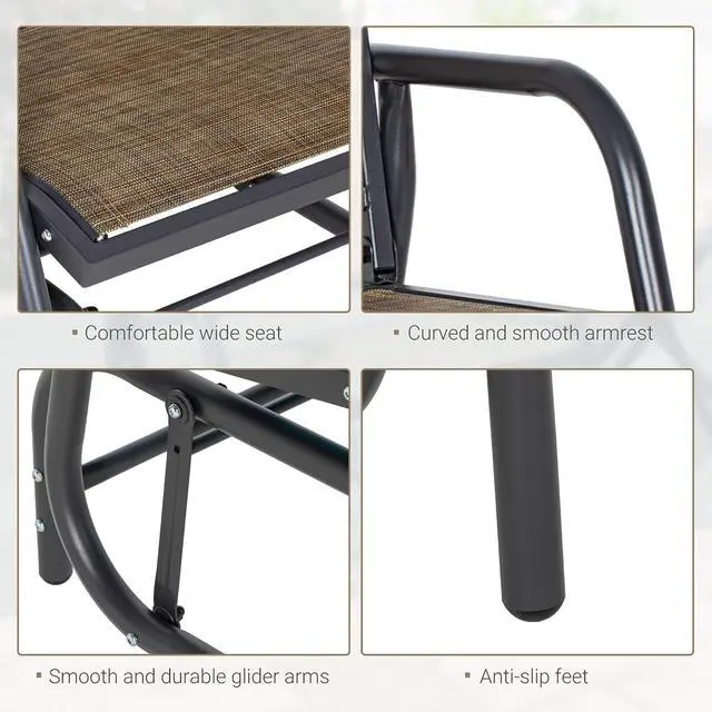 Alt view image 7 of 7 - Porch Glider Steel Frame Light Mixed Brown
