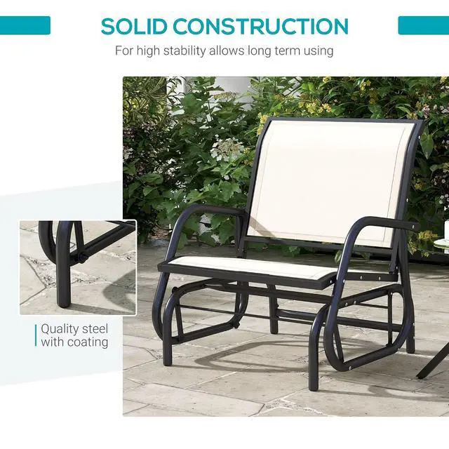 Alt view image 6 of 7 - Porch Glider Steel Frame Cream White