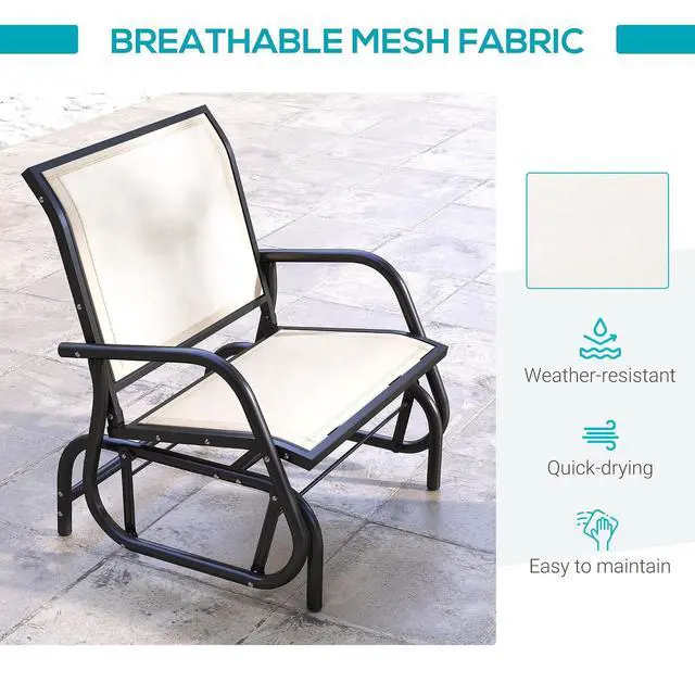 Alt view image 5 of 7 - Porch Glider Steel Frame Cream White