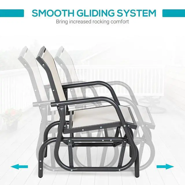 Alt view image 4 of 7 - Porch Glider Steel Frame Cream White