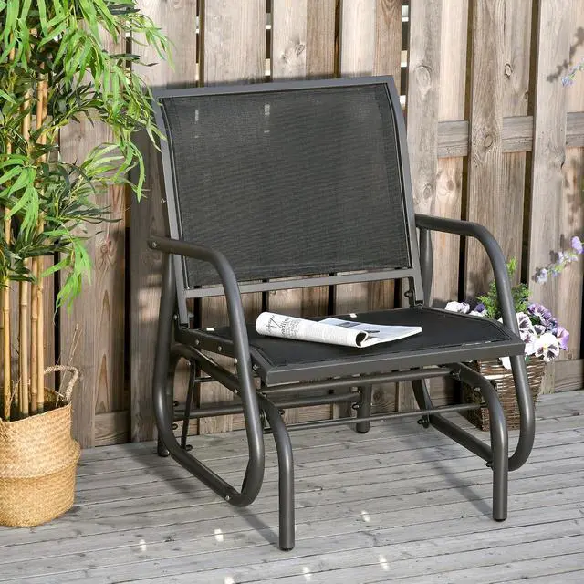 Alt view image 2 of 7 - Porch Glider Steel Frame Black