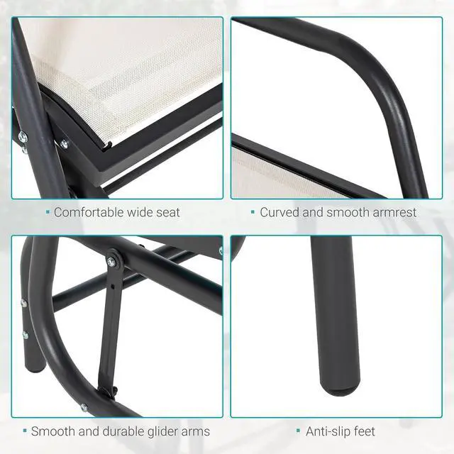Alt view image 7 of 7 - Porch Glider Steel Frame Cream White