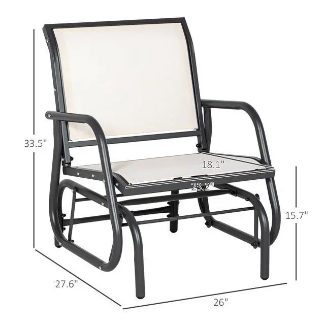 Alt view image 3 of 7 - Porch Glider Steel Frame Cream White