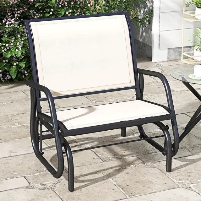 Alt view image 2 of 7 - Porch Glider Steel Frame Cream White