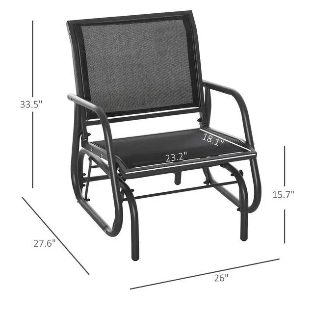 Alt view image 3 of 7 - Porch Glider Steel Frame Black