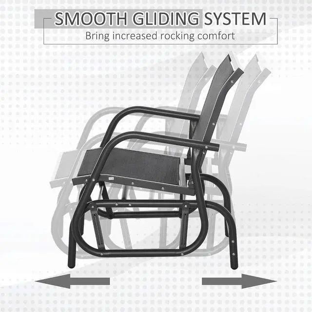 Alt view image 4 of 7 - Porch Glider Steel Frame Black