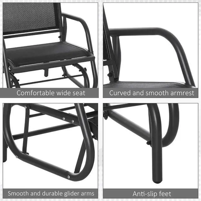 Alt view image 7 of 7 - Porch Glider Steel Frame Black