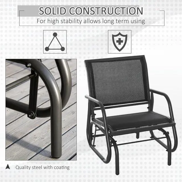 Alt view image 6 of 7 - Porch Glider Steel Frame Black