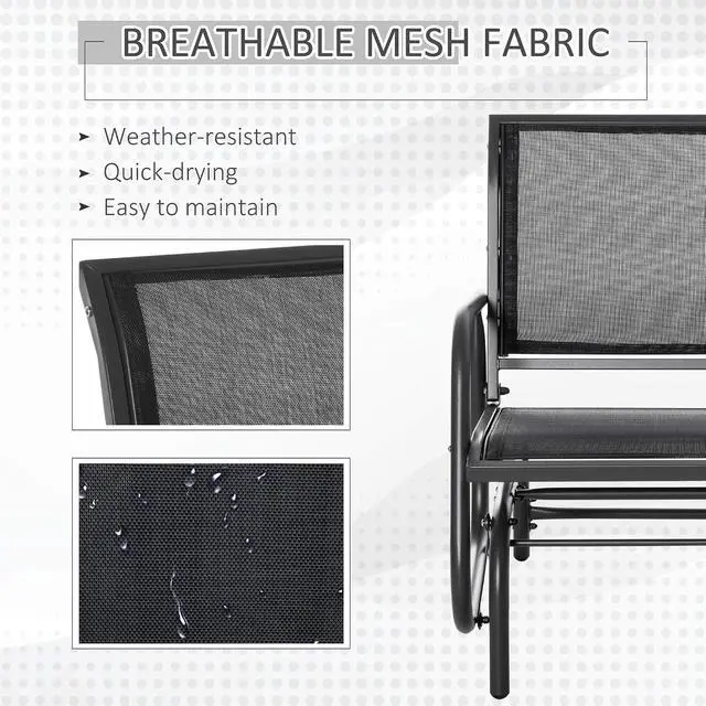 Alt view image 5 of 7 - Porch Glider Steel Frame Black