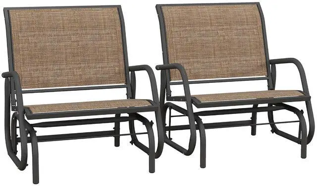 Main image of Porch Glider Set of 2 Steel Frame Light Mixed Brown