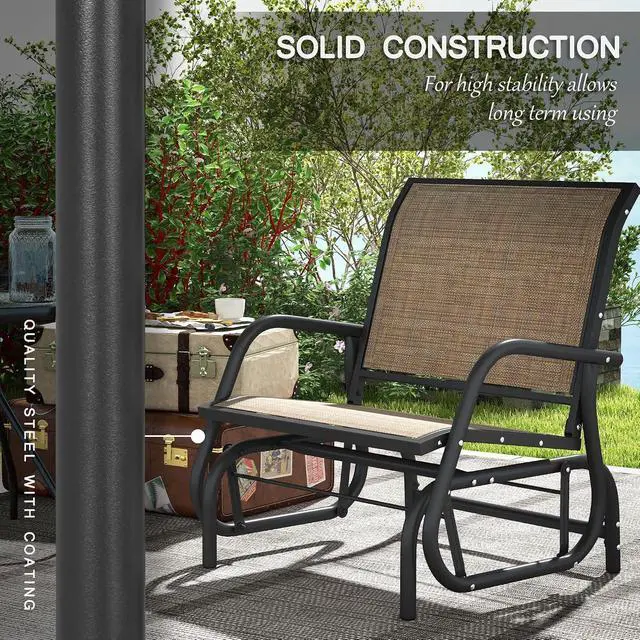 Alt view image 6 of 7 - Porch Glider Set of 2 Steel Frame Light Mixed Brown