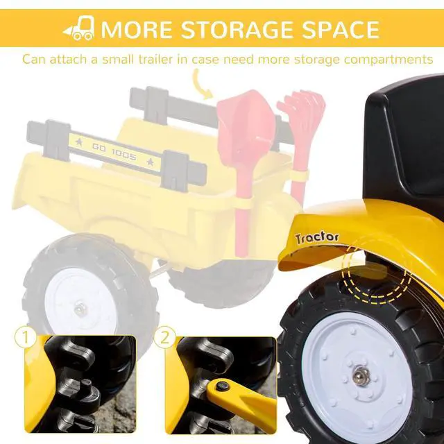 Alt view image 6 of 7 - Ride On Excavator with Manual Control Bucket for Ages 3-6 Yellow