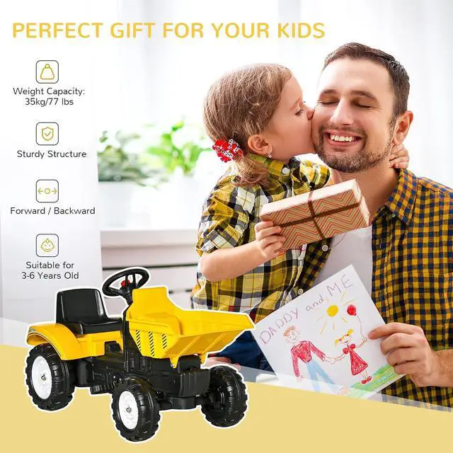 Alt view image 3 of 7 - Ride On Excavator with Manual Control Bucket for Ages 3-6 Yellow