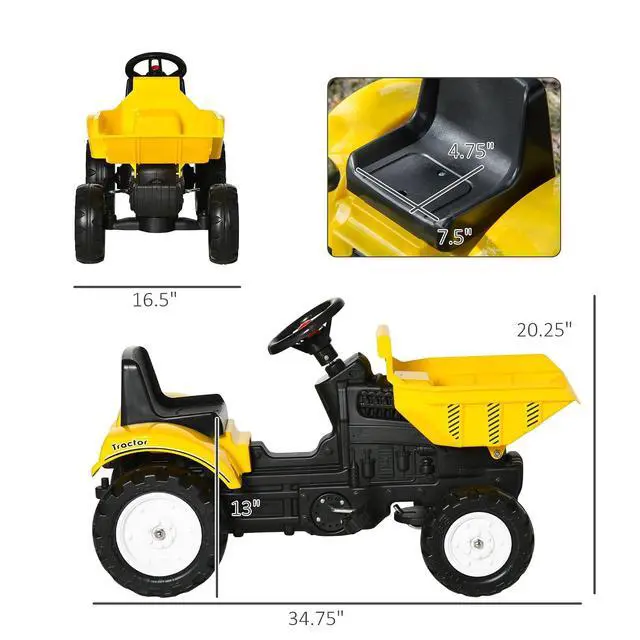 Alt view image 7 of 7 - Ride On Excavator with Manual Control Bucket for Ages 3-6 Yellow